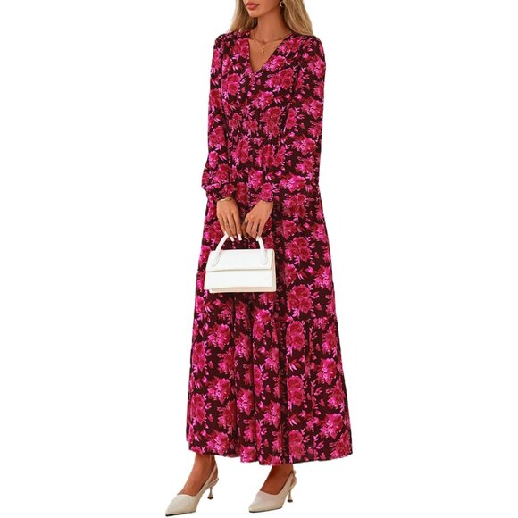Flowy Floral Maxi Dress with Pockets - Ideal for Beach Vacations and Weddings - Picture 5 of 8